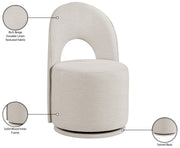 Cirelle Linen Textured Performance Fabric Upholstered Dining Chair in Beige, Set of 2 - 11056Beige-C