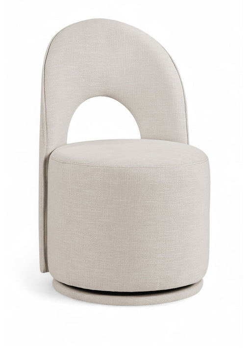 Cirelle Linen Textured Performance Fabric Upholstered Dining Chair in Beige, Set of 2 - 11056Beige-C