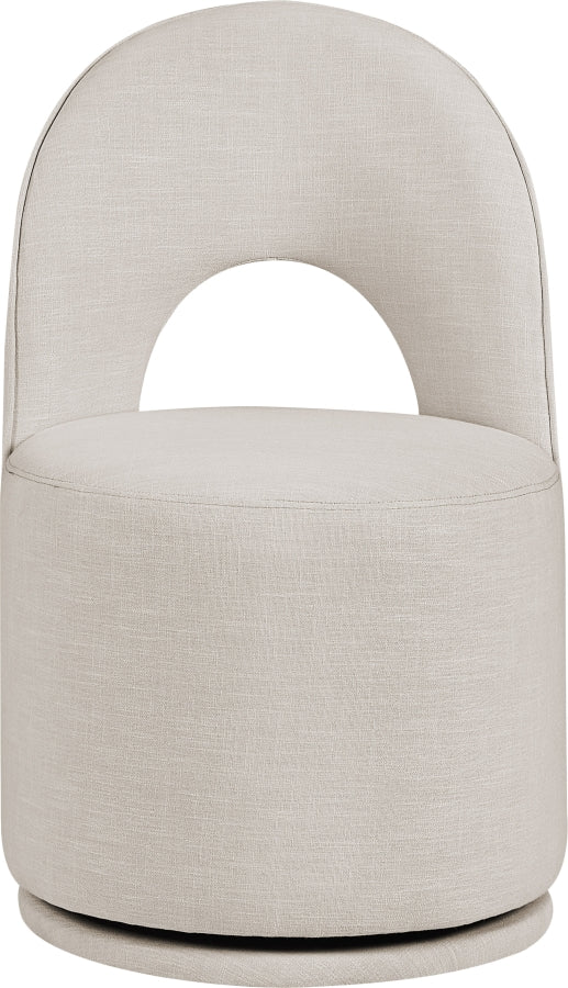 Cirelle Linen Textured Performance Fabric Upholstered Dining Chair in Beige, Set of 2 - 11056Beige-C