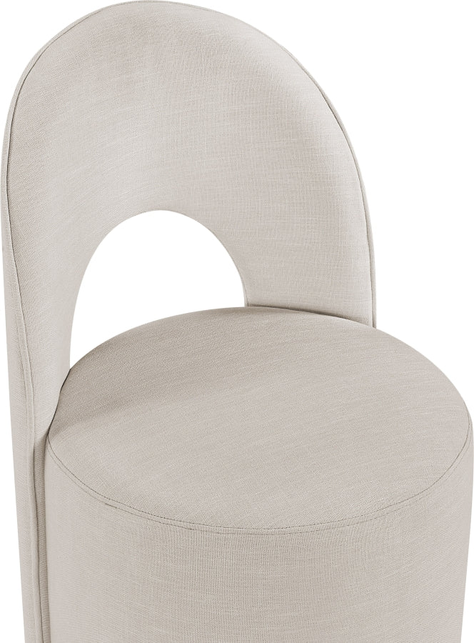 Cirelle Linen Textured Performance Fabric Upholstered Dining Chair in Beige, Set of 2 - 11056Beige-C