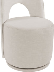 Cirelle Linen Textured Performance Fabric Upholstered Dining Chair in Beige, Set of 2 - 11056Beige-C