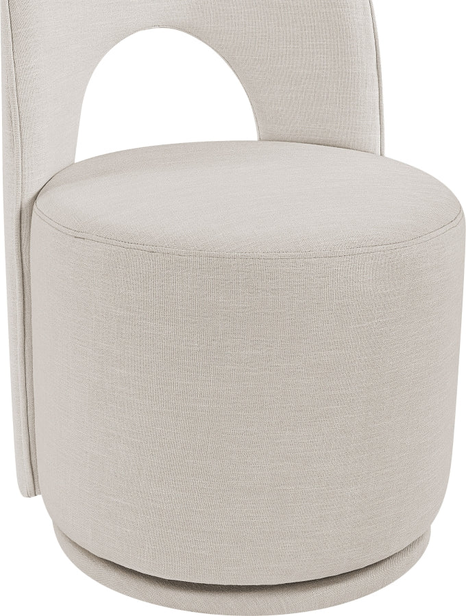 Cirelle Linen Textured Performance Fabric Upholstered Dining Chair in Beige, Set of 2 - 11056Beige-C