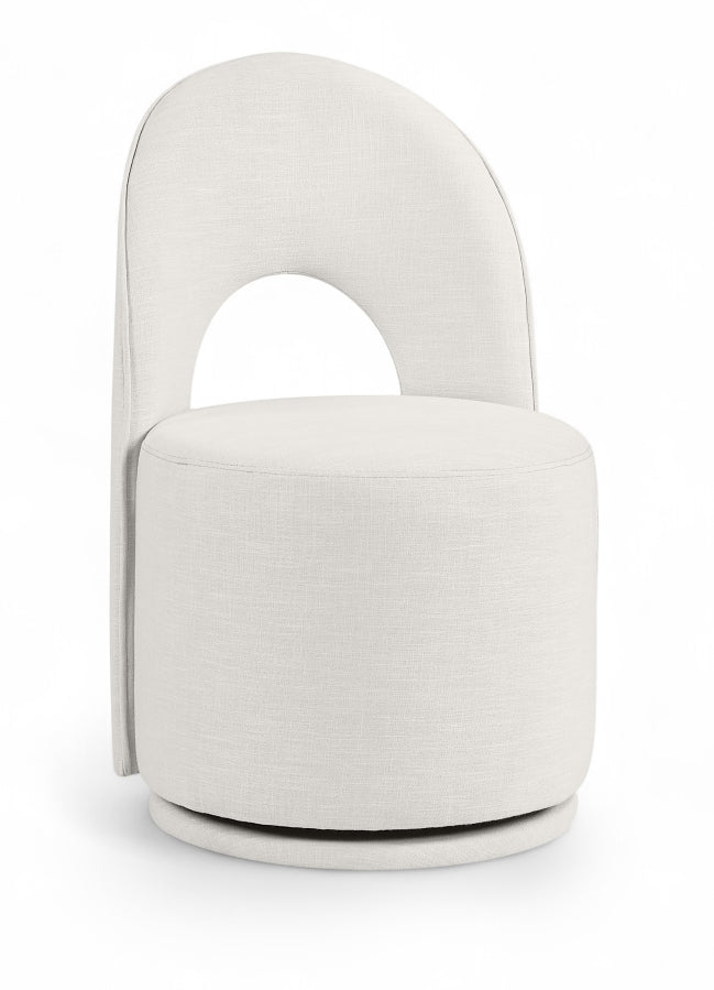 Cirelle Linen Textured Performance Fabric Upholstered Dining Chair in Cream, Set of 2 - 11056Cream-C