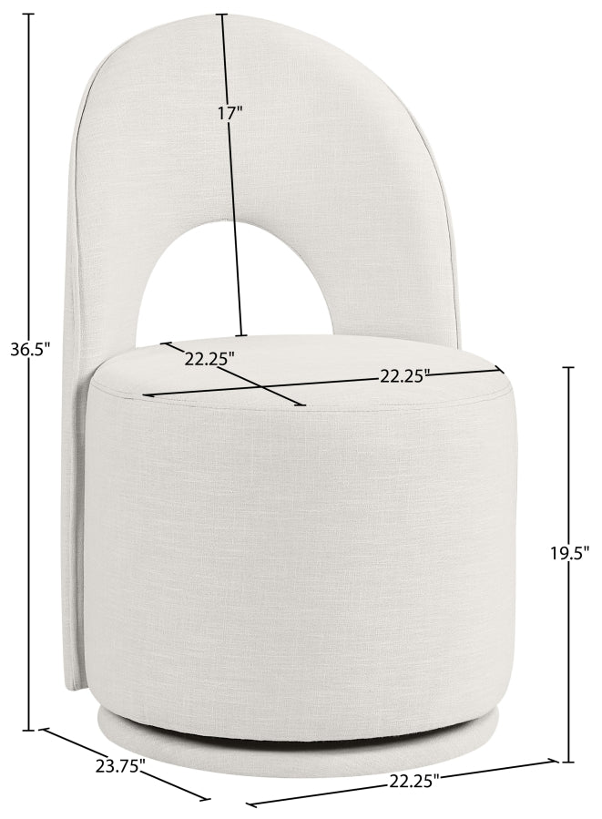 Cirelle Linen Textured Performance Fabric Upholstered Dining Chair in Cream, Set of 2 - 11056Cream-C