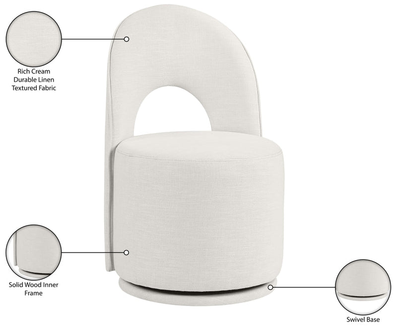 Cirelle Linen Textured Performance Fabric Upholstered Dining Chair in Cream, Set of 2 - 11056Cream-C