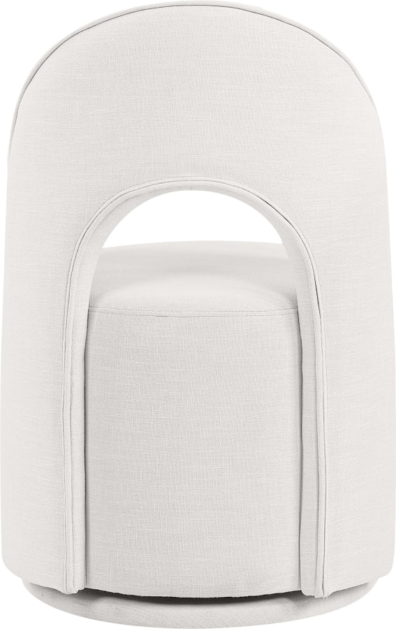 Cirelle Linen Textured Performance Fabric Upholstered Dining Chair in Cream, Set of 2 - 11056Cream-C