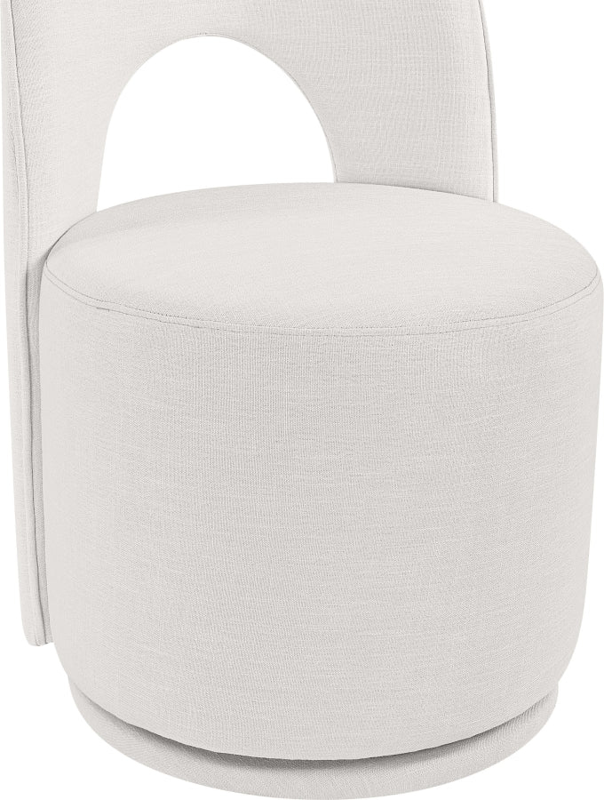 Cirelle Linen Textured Performance Fabric Upholstered Dining Chair in Cream, Set of 2 - 11056Cream-C