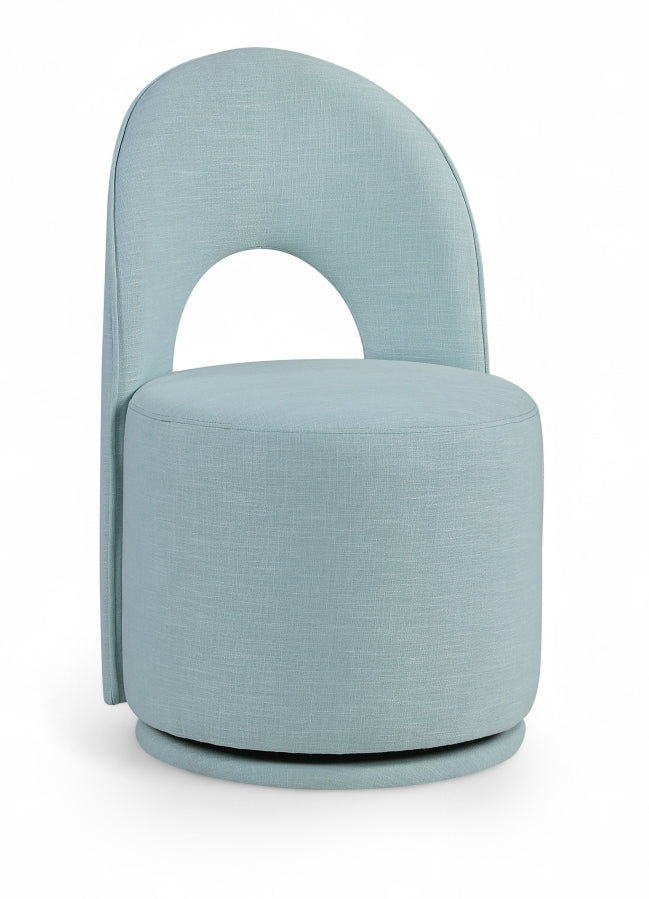 Cirelle Linen Textured Performance Fabric Upholstered Dining Chair in Light Blue, Set of 2 - 11056LtBlu-C