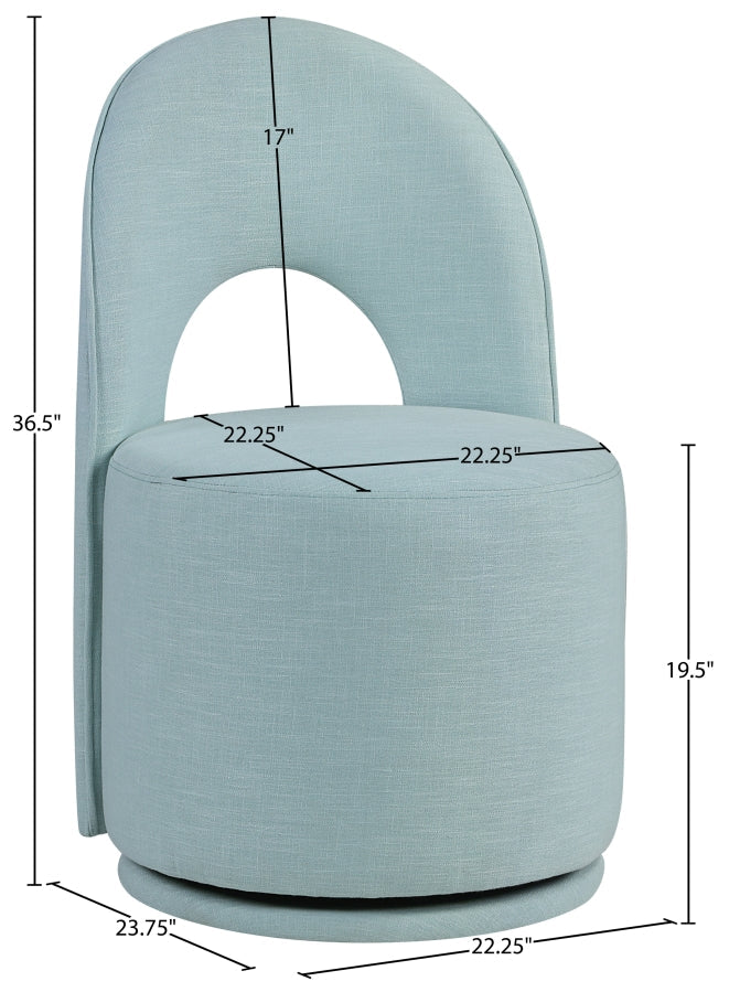 Cirelle Linen Textured Performance Fabric Upholstered Dining Chair in Light Blue, Set of 2 - 11056LtBlu-C