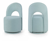 Cirelle Linen Textured Performance Fabric Upholstered Dining Chair in Light Blue, Set of 2 - 11056LtBlu-C