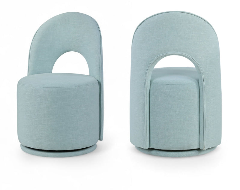 Cirelle Linen Textured Performance Fabric Upholstered Dining Chair in Light Blue, Set of 2 - 11056LtBlu-C