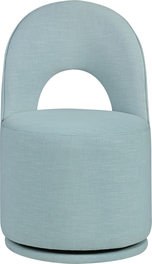 Cirelle Linen Textured Performance Fabric Upholstered Dining Chair in Light Blue, Set of 2 - 11056LtBlu-C