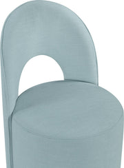 Cirelle Linen Textured Performance Fabric Upholstered Dining Chair in Light Blue, Set of 2 - 11056LtBlu-C