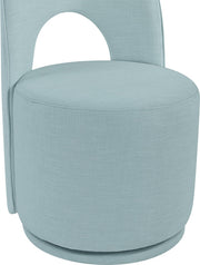 Cirelle Linen Textured Performance Fabric Upholstered Dining Chair in Light Blue, Set of 2 - 11056LtBlu-C