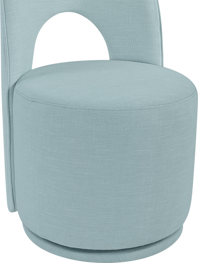 Cirelle Linen Textured Performance Fabric Upholstered Dining Chair in Light Blue, Set of 2 - 11056LtBlu-C