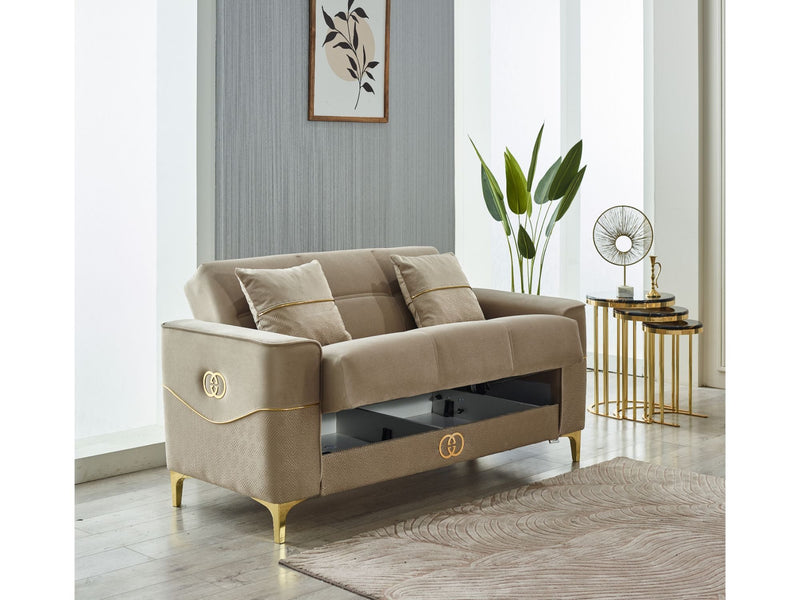 Clara 3-pieces (Sofa & Loveseat & Chair) Livingroom Set Beige in Beige - 101-CLA-LV260-321