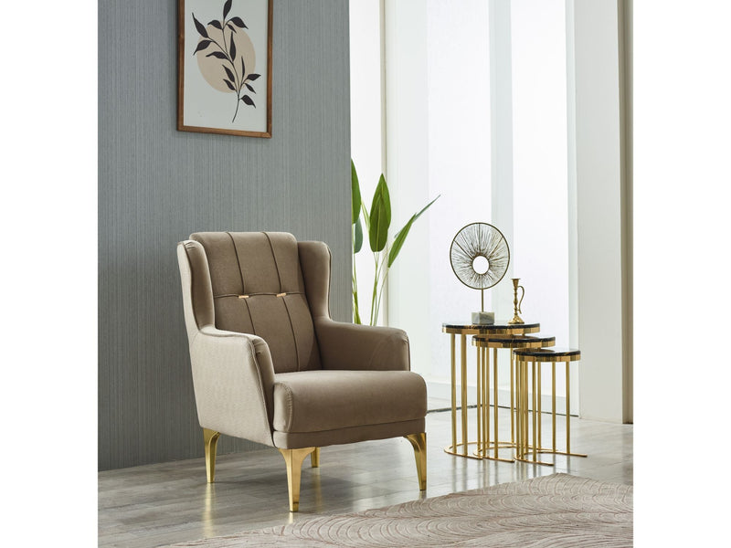 Clara 3-pieces (Sofa & Loveseat & Chair) Livingroom Set Beige in Beige - 101-CLA-LV260-321