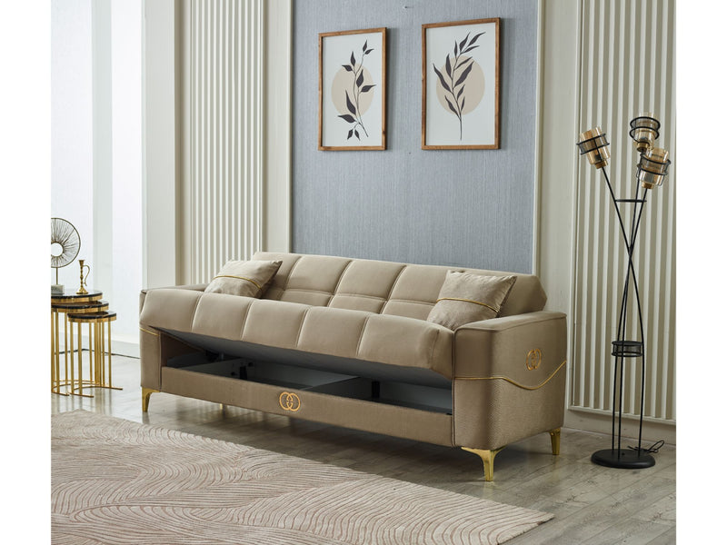 Clara 3-pieces (Sofa & Loveseat & Chair) Livingroom Set Beige in Beige - 101-CLA-LV260-321