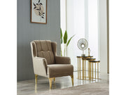 Clara 4-pieces (Sofa & Loveseat & 2 Chair) Livingroom Set Beige in Beige - 101-CLA-LV260-3211