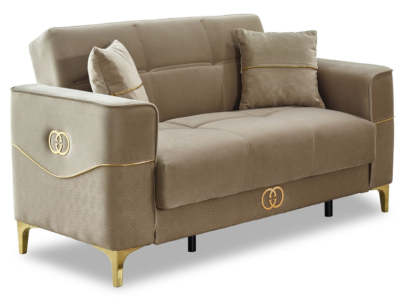 Clara Convertible Loveseat Beige in Beige - 101-CLA-LV260-2
