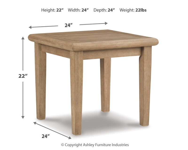 Clare View 2 Outdoor Chairs with End Table in Beige from Ashley - Luna Furniture