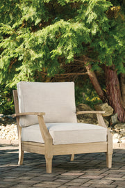 Clare View 2 Outdoor Chairs with End Table in Beige from Ashley - Luna Furniture