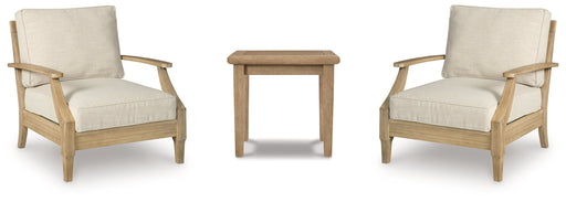 Clare View 2 Outdoor Chairs with End Table in Beige from Ashley - Luna Furniture