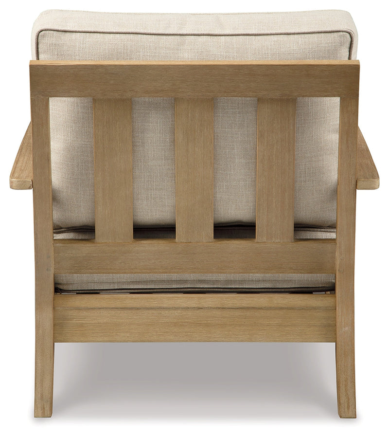 Clare View 2 Outdoor Chairs with End Table in Beige from Ashley - Luna Furniture