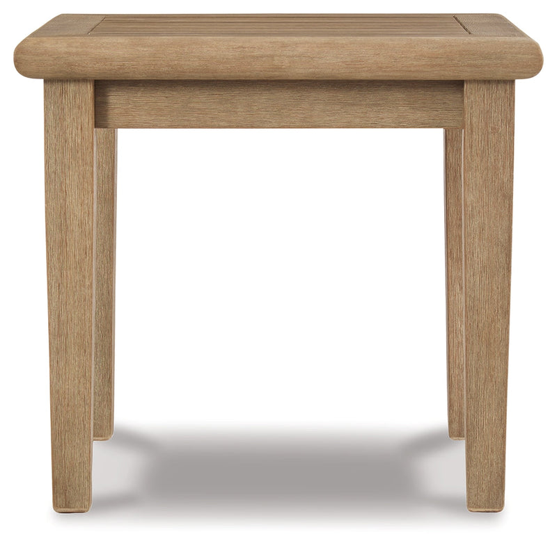 Clare View 2 Outdoor Chairs with End Table in Beige from Ashley - Luna Furniture