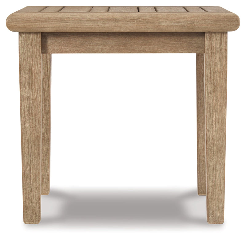 Clare View 2 Outdoor Chairs with End Table in Beige from Ashley - Luna Furniture
