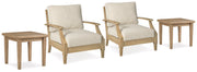 Clare View 2 Outdoor Lounge Chairs with 2 End Tables in Beige - PKG015423