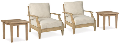 Clare View 2 Outdoor Lounge Chairs with 2 End Tables in Beige - PKG015423