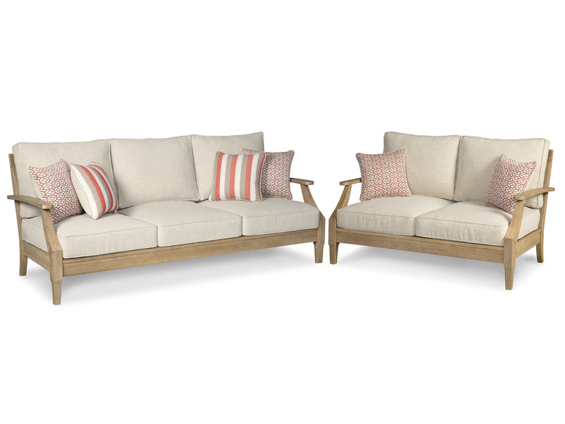 Clare View Outdoor Sofa and Loveseat in Beige - PKG014545