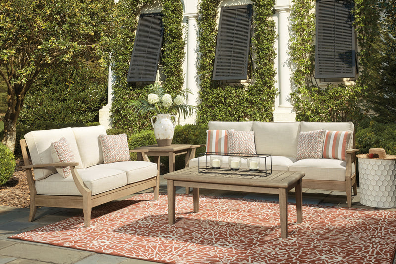 Clare View Outdoor Sofa and Loveseat in Beige - PKG014545