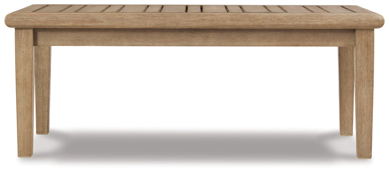 Clare View Outdoor Sofa and Loveseat with Coffee Table in Beige - PKG015425
