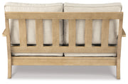 Clare View Outdoor Sofa and Loveseat with Coffee Table in Beige - PKG015425