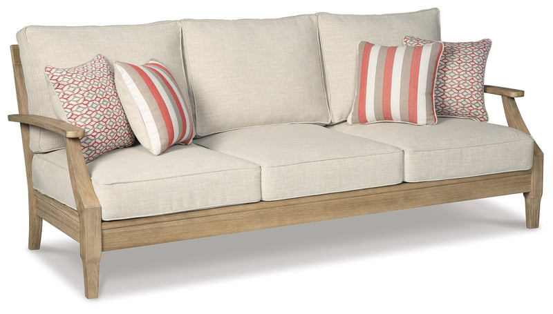 Clare View Outdoor Sofa with Lounge Chair in Beige - PKG014564