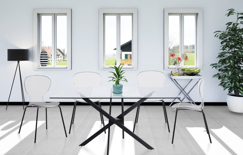 Clarion Lucite Seat And Metal Base Dining Chair in Black, Set of 2 - 769-C