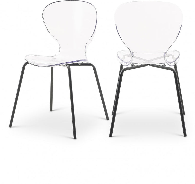 Clarion Lucite Seat And Metal Base Dining Chair in Black, Set of 2 - 769-C