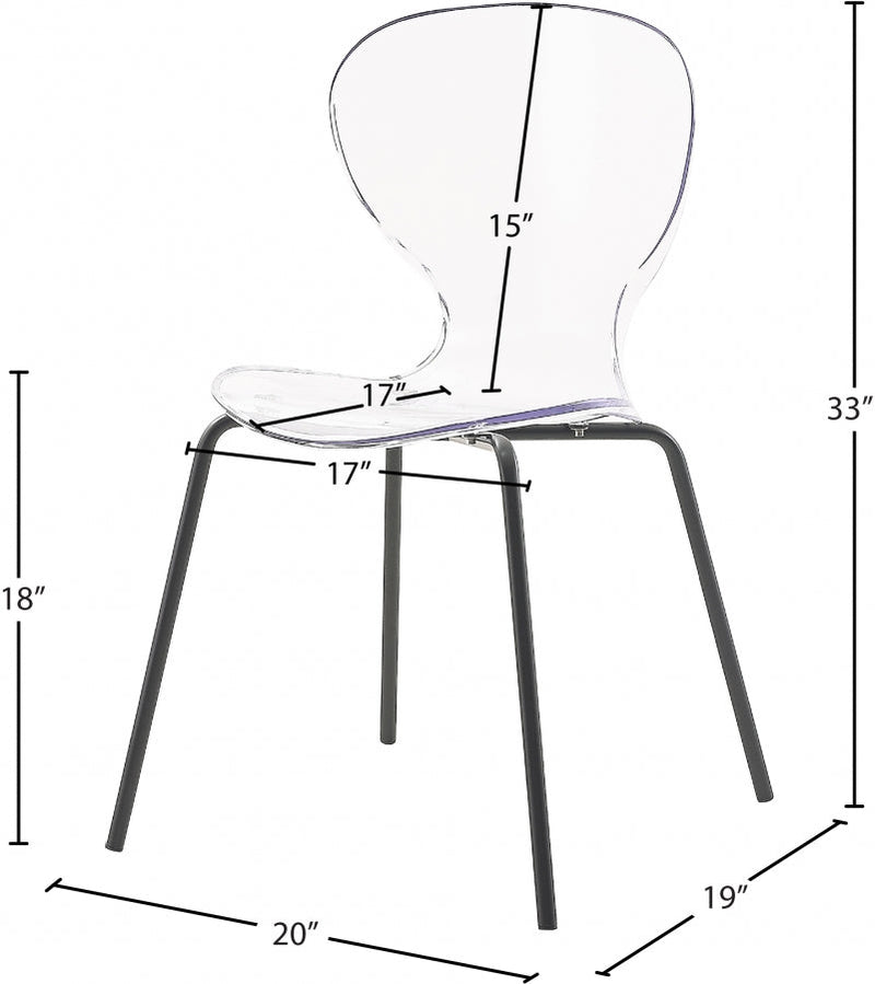 Clarion Lucite Seat And Metal Base Dining Chair in Black, Set of 2 - 769-C