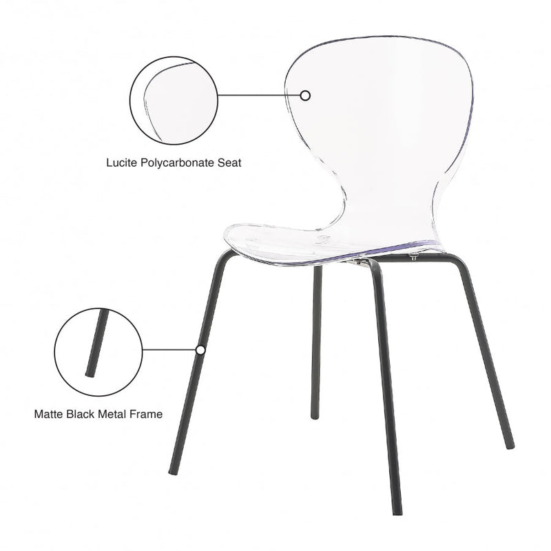 Clarion Lucite Seat And Metal Base Dining Chair in Black, Set of 2 - 769-C