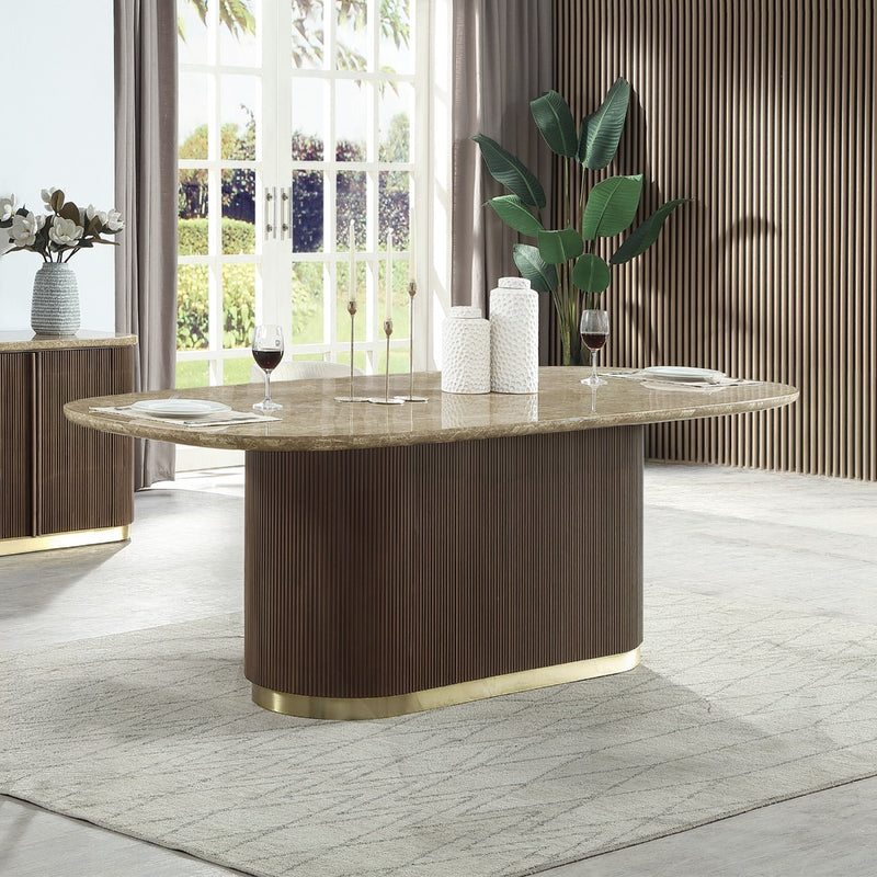 Clayten Dining Table w/Natural Marble Top - DN07000