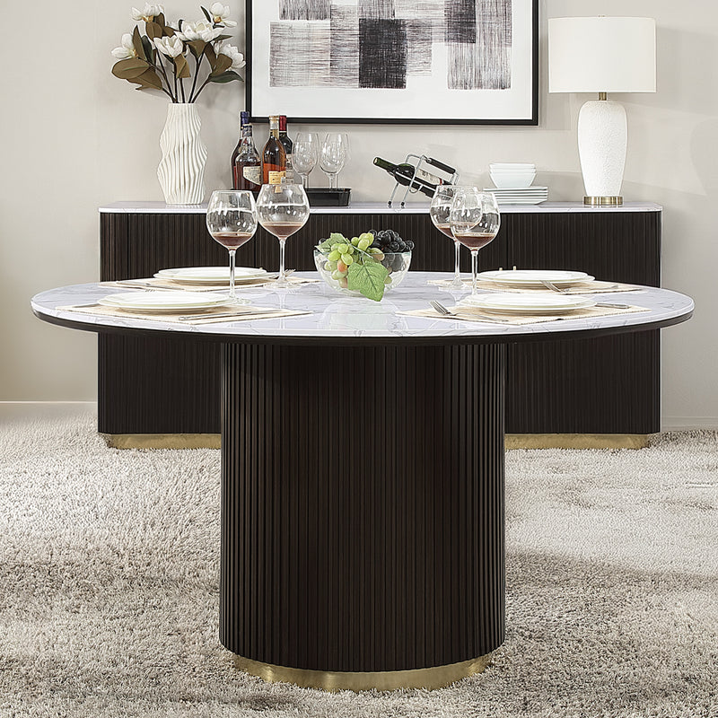 Clayten Round Dining Table w/Marble - DN03950