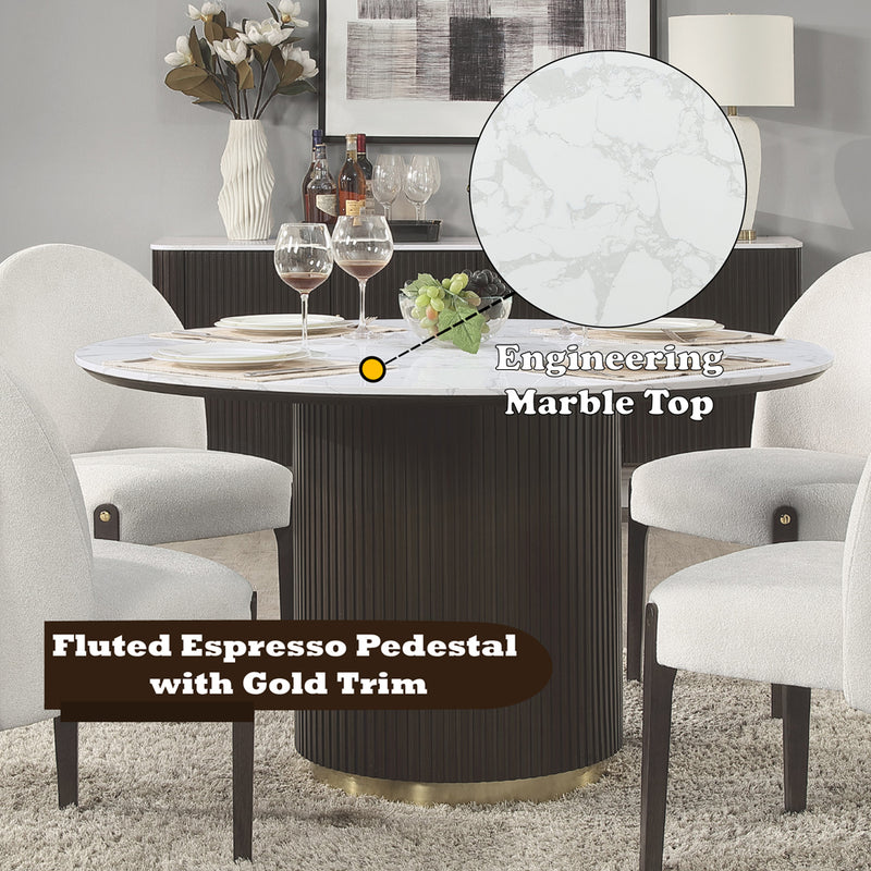 Clayten Round Dining Table w/Marble - DN03950
