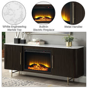 Clayten Server w/Marble Top & Fireplace - DN03944