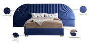Cleo Velvet King Bed (3 Boxes) Blue - Gate FurnitureKing Bed