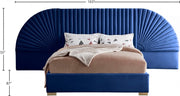 Cleo Velvet King Bed (3 Boxes) Blue - Gate FurnitureKing Bed