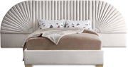Cleo Velvet King Bed (3 Boxes) Cream - Gate FurnitureKing Bed