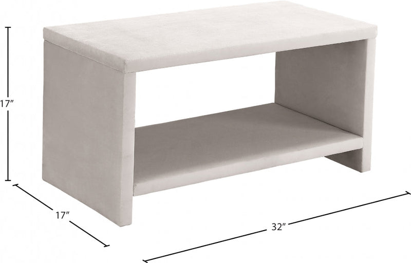Cleo Velvet Night Stand in Cream - CleoCream-NS