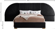 Cleo Velvet Queen Bed (3 Boxes) Black - Gate FurnitureQueen Bed